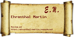 Ehrenthal Martin névjegykártya
